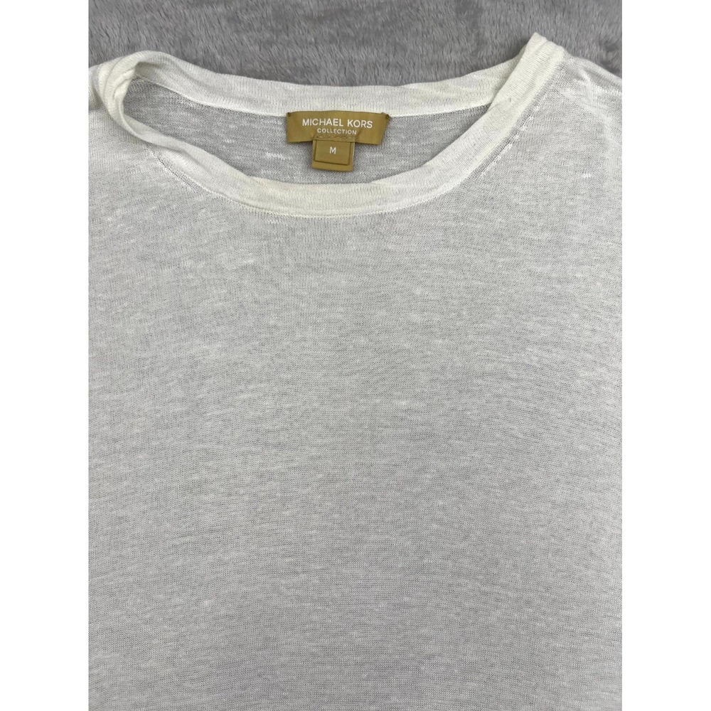 Michael Kors Collection Shirt Womens Medium White Viscose Knit Everyday Wear - Picture 2 of 10